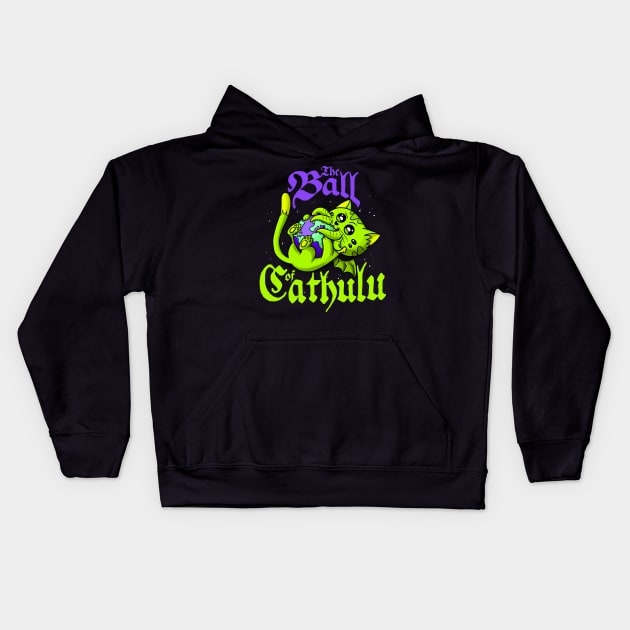 Cute Kawaii Ball of Cathulhu Eating the World Cat Cthulhu Kids Hoodie by Juandamurai